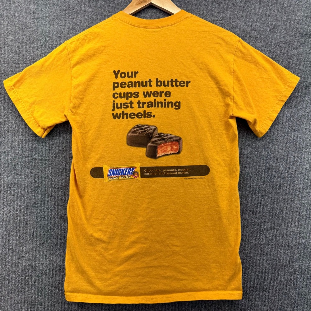 Snickers Peanut Butter Squared Mens T‎ Shirt Yellow Gildan Ultra Cotton Size S